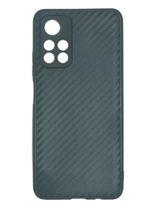 Силиконовый чехол карбон с текстурой для Xiaomi Poco M4 Pro (Черный)