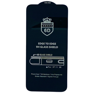 Защитное стекло 6D для iPhone 11 (черный)