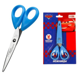 Ножницы детские 13 см с защитным колпачком "Тачки"