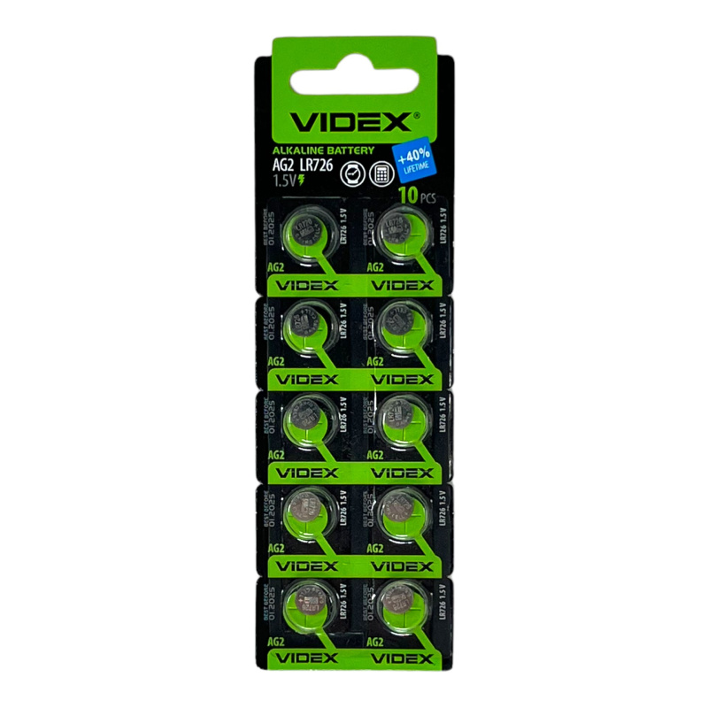 Батарейка VIDEX AG2 10BL, (396,726)  (Элемент питания цена за 1шт)