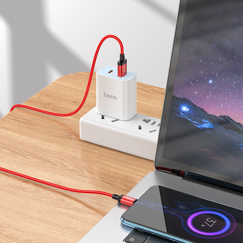 Кабель нейлоновый Hoco X89 2.4A Micro USB 1м (Красный)