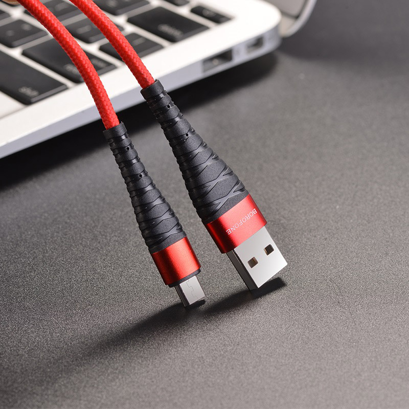 Кабель Borofone BX32 USB 2.4A для micro USB нейлон 1м (Красный)