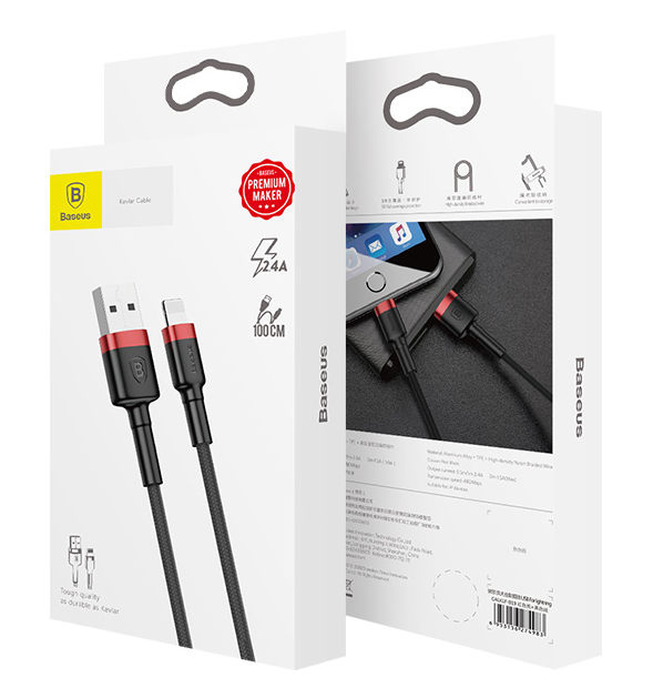 Кабель Baseus cafule Cable USB lightning 2.4A 1M 