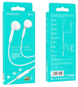 Внутриканальные наушники Borofone BM63 с МК длина 1.2м (Белый)