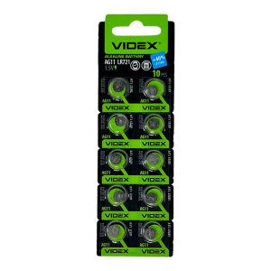 Батарейка VIDEX AG11 10BL, (362,721)  (Элемент питания цена за 1шт)