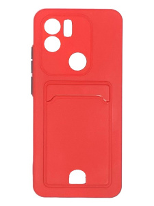 Силиконовый чехол матовый с визитницей для Poco C51(Красный)