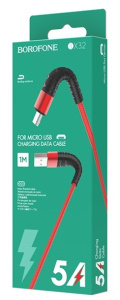 Кабель Borofone BX32 USB 2.4A для micro USB нейлон 1м (Красный)