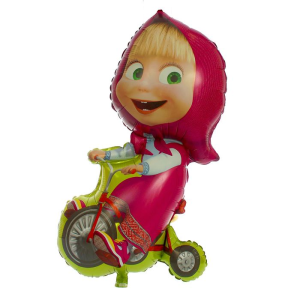 Шар фольгированный 39" "Маша на велосипеде" (гелий+лента)