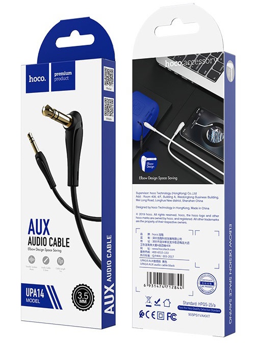 Аудиокабель AUX Hoco UPA14 3.5mm 1.0м (Черный)
