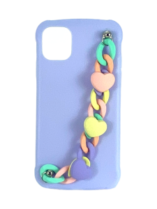 Накладка силиконовая  для IPhone 11 Цепочка держатель Сердечки