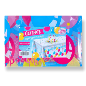 Скатерть "С днём рождения", шары, прозрачная 130-200 см 