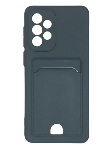 Силиконовый чехол матовый с визитницей для Samsung A23 (Черный)