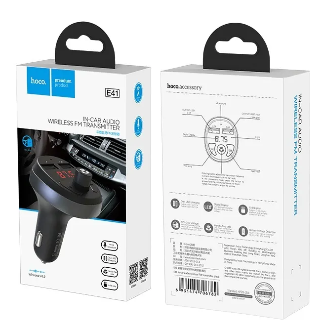 Автомобильный FM трансмитер Bluetooth 4.2 Hoco E41 Route car wireless
