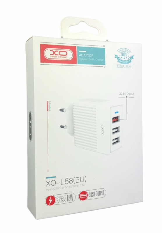 Сетевая зарядка XO L58 PD + QC3 18W