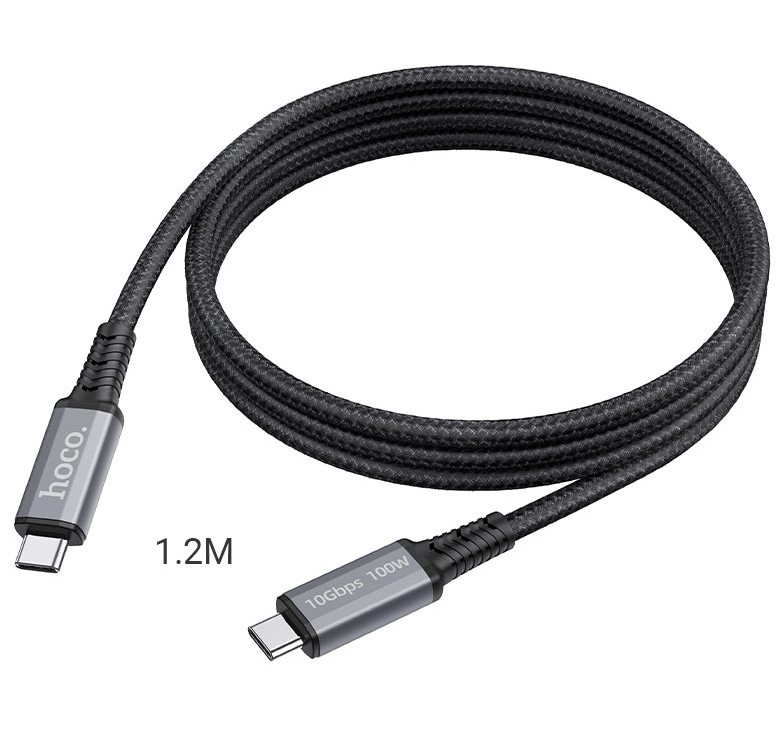 Кабель Hoco US01 USB 3.0A PD 100W для Type-C Type-C 1.2м (Черный)