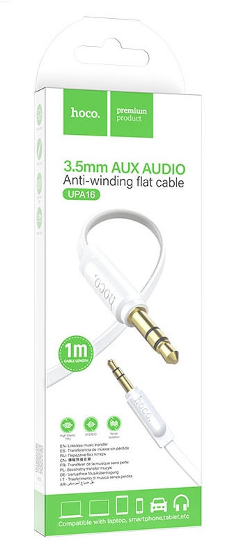 Аудиокабель AUX Hoco UPA16 3.5mm 2.0м (Белый)