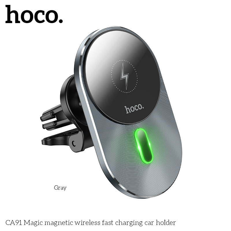 Беспроводная магнитная автозарядка Hoco CA91 Magic magnetic wireless fast charging car holder