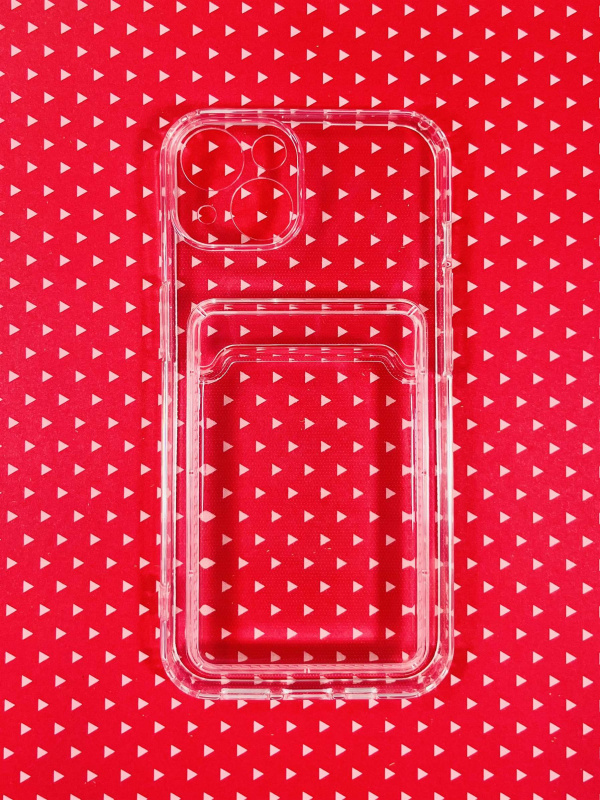 Прозрачная накладка силиконовая с отсеком для карт для iPhone 13