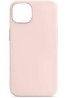 Силиконовый чехол с закрытым низом для iPhone 15 (Розовый песок)
