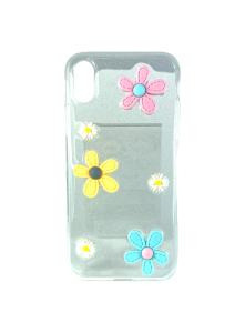 Накладка силиконовая ТПУ для iPhone X/XS прозрачная Ромашки
