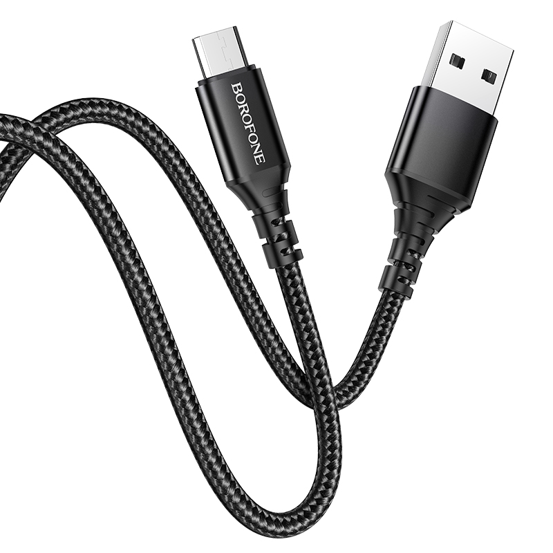 Кабель Borofone BX54 USB 2.4A для micro USB нейлон 1м (Черный)