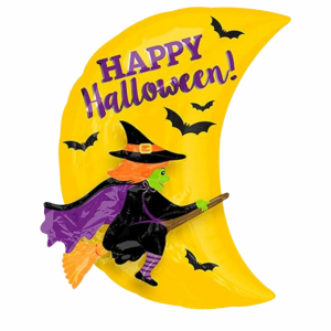 Шар фольгированный 59" Ведьма на метле (гелий+лента)