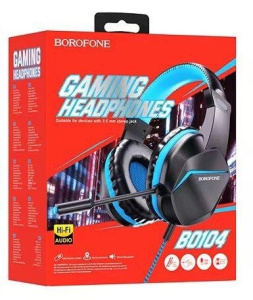 Игровые накладные наушники с микрофоном Borofone BO104 Gaming headphones (Синий)