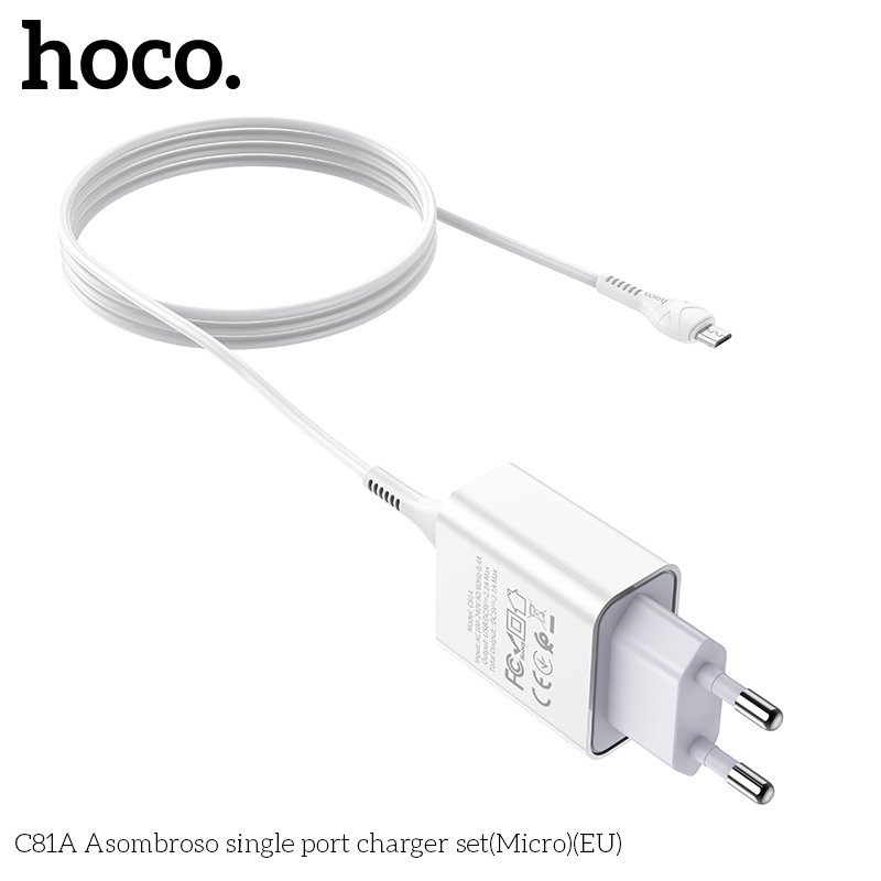 Сетевое зарядное устройство 2 в 1 Hoco C81A Asombroso single port charger set