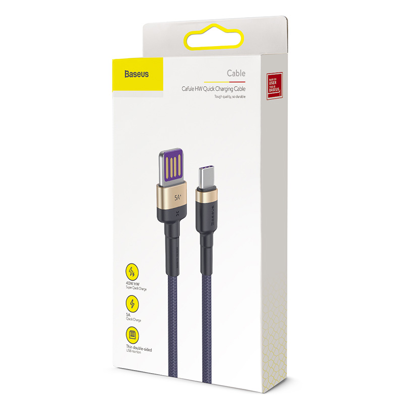 Кабель Baseus Cafule HW Quick Charging 40W Data cable USB Double-sided Blind Interpolation Type-C 1m