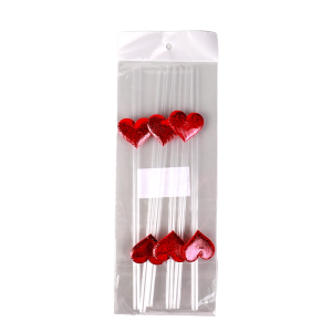 Трубочки для коктейля Сердца набор 6 шт
